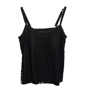 Pennington's Voglio Black Geometric Cut Out Tankini Top Size 2x Bathing Suit